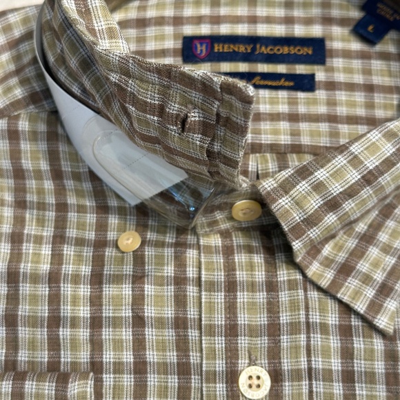 New Henry Jacobson, size Lg, 100% cotton seersucker woven sport shirt - Picture 2 of 4